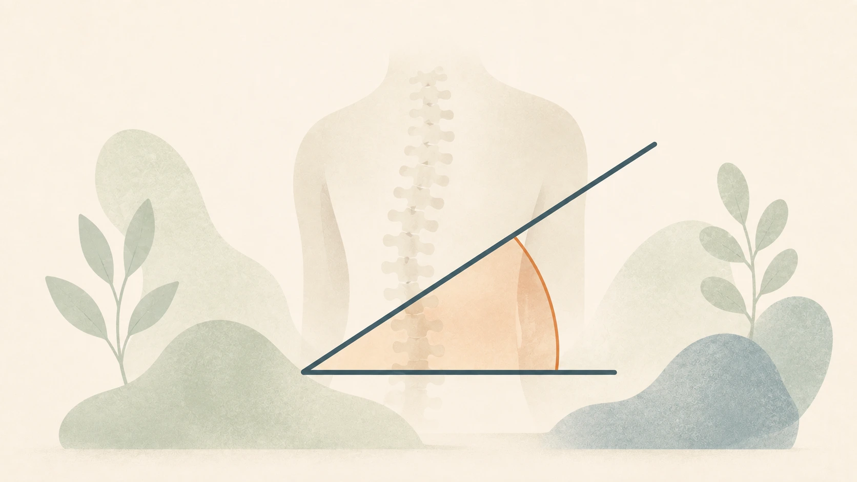Abstract illustration of a trunk rotation angle measured across the back.